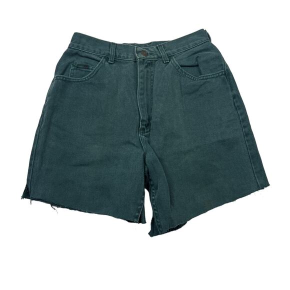 Lee VTG Cut Off High Rise Frayed Denim Jean Shorts Union Made Green 10P Petite - Picture 1 of 7